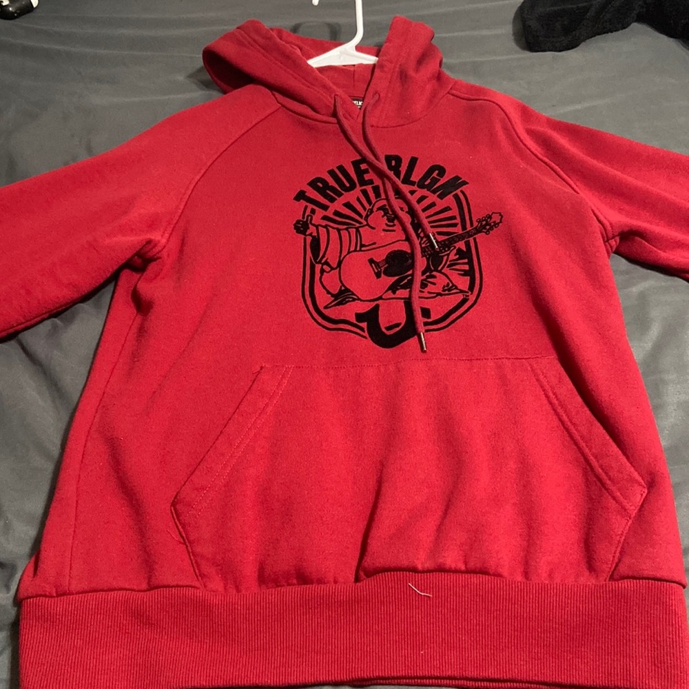 Red and black True religion hoodie size small